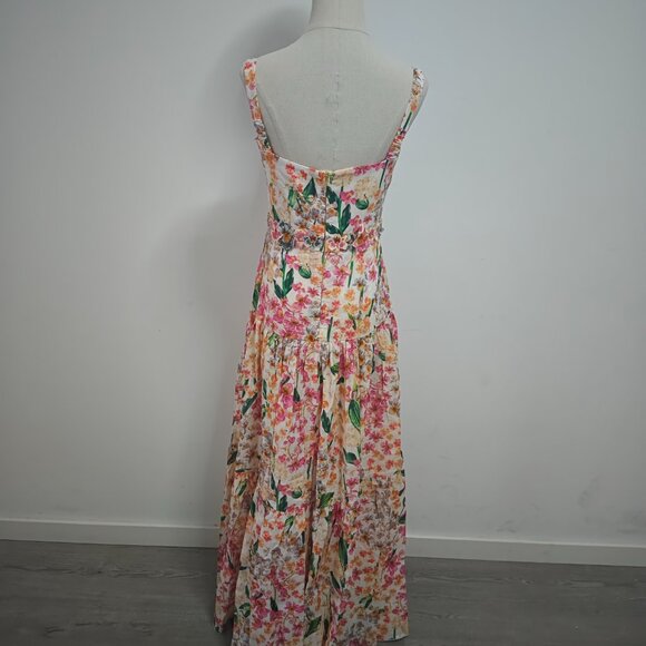 Agua By Agua Bendita lima jardiniera' floral-print linen maxi dress - Picture 4 of 15